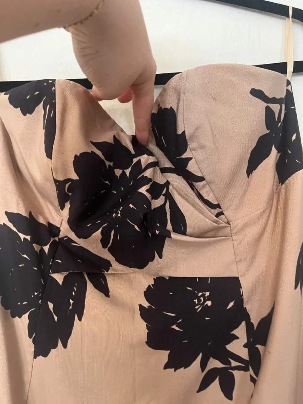 Michael Kors (Camel and Black) Flower Print Strapless Dress